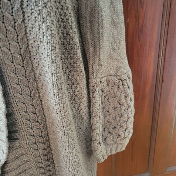 Old Navy Womens Shawl Collar Cable Knit Cardigan Sweater Medium Brown Lambswool - Picture 3 of 8